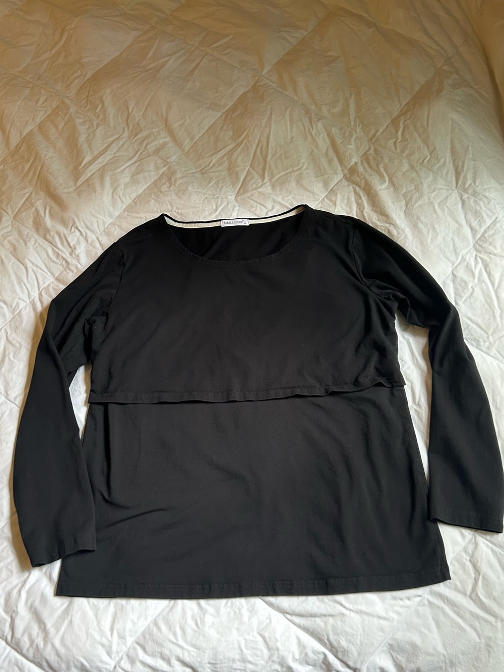 Black 95% Cotton Women's Layered Nursing Top